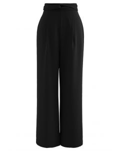 Pantalon confortable drapé à ruban croisé en noir