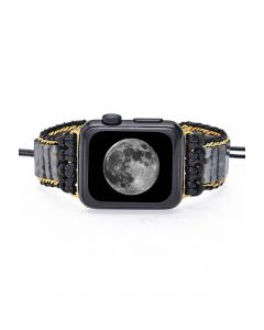 Bracelet de montre en pierre naturelle noire brillante