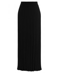 Jupe longue en tricot ultra-doux à ourlet lettue en noir