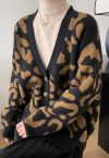 Cardigan en tricot boutonné à imprimé léopard
