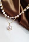 Collier double chaîne de perles