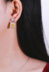 Boucles d'oreilles Rectangle Jaune Cristal Cubic Zirconia