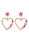 Boucles d'oreilles crochet coeur diamant rose