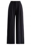 Pantalon droit à rayures verticales en noir