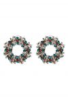 Boucles d'oreilles en strass couronne verte