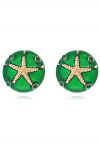 Boucles d’oreilles arrondies en forme d’étoile de mer en vert