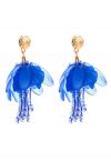 Boucles d'oreilles à pampilles et pétales de perles en bleu