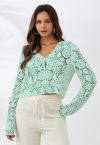 Cardigan au crochet Bohemian Flair en menthe