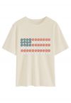 T-shirt à col rond avec motif drapeau américain