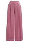 Pantalon large en lin mélangé avec poches latérales, rose