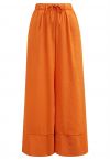 Pantalon Palazzo Confort en Lin Mélangé en Orange