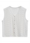 Gilet en coton ajouré à col en V en blanc