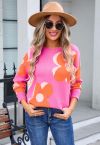 Pull en tricot jacquard Flowering Day en rose vif