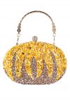 Pochette ovale citrouille en strass jaune