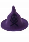 Chapeau de sorcière en laine mélangée à motif de crâne en violet