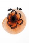 Bandeau à fleurs en maille plissée avec pince à cheveux en orange