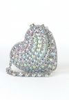 Mini sac à bandoulière en forme de cœur avec strass en argent