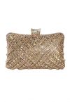 Pochette fantaisie avec superposition de strass en champagne