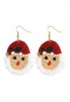 Boucles d'oreilles à crochets en perles du Père Noël joyeux