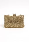 Pochette fantaisie avec superposition de strass en champagne