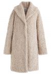 Sensation de chaleur Long Manteau en fausse fourrure couleur sable