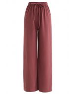 Pantalon large à cordon de serrage en rouge