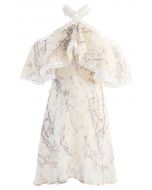 Robe licou sans manches en organza aquarelle fleur 3D