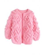 Knit Your Love Cardigan en rose vif pour enfants
