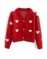 Cardigan court en tricot Soft Heart en rouge