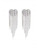 Boucles d'Oreilles Pendantes Diamant Pampille Coeur