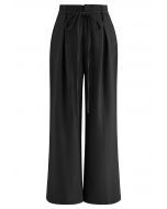 Pantalon large à taille nouée en noir