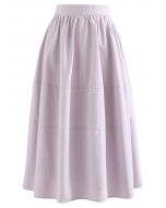 Jupe mi-longue en coton avec coutures en lilas