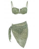 Ensemble Bikini avec Paréo en Vert Mousse