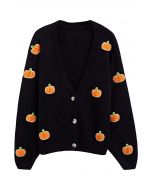 Cardigan en tricot boutonné sur le devant avec patch citrouille