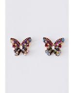 Boucles d'Oreilles Papillon Diamant Cristal Coloré