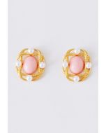 Boucles d'oreilles évidées en perles de métal entrelacées en rose