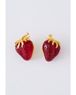 Boucles d'Oreilles Résine 3D Fraise Rouge