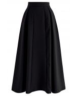 Jupe trapèze plissée avec coutures noires