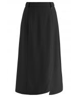 Jupe mi-longue à ourlet irrégulier avec coutures noires