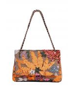 Sac à bandoulière brodé de fleurs à sequins en orange