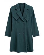 Robe blazer à faux col et revers cranté en vert foncé