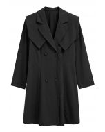 Robe blazer à faux col et revers cranté en noir