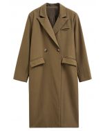 Manteau long ceinturé à double boutonnage tendance en marron