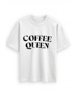 T-shirt en coton imprimé Coffee Queen en blanc