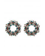 Boucles d'oreilles en strass couronne verte