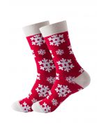 Chaussettes mi-mollet en jacquard Christmas Vibe en rouge flocon de neige