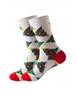 Chaussettes mi-mollet en jacquard Christmas Vibe en blanc