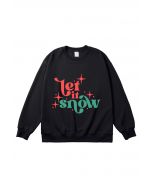 Sweat-shirt imprimé Let It Snow en noir