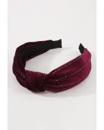 Bandeau en velours noué monochrome en bordeaux