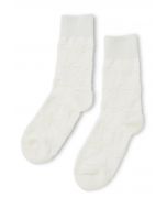 Chaussettes mi-mollet gaufrées Christmas Vibe en blanc